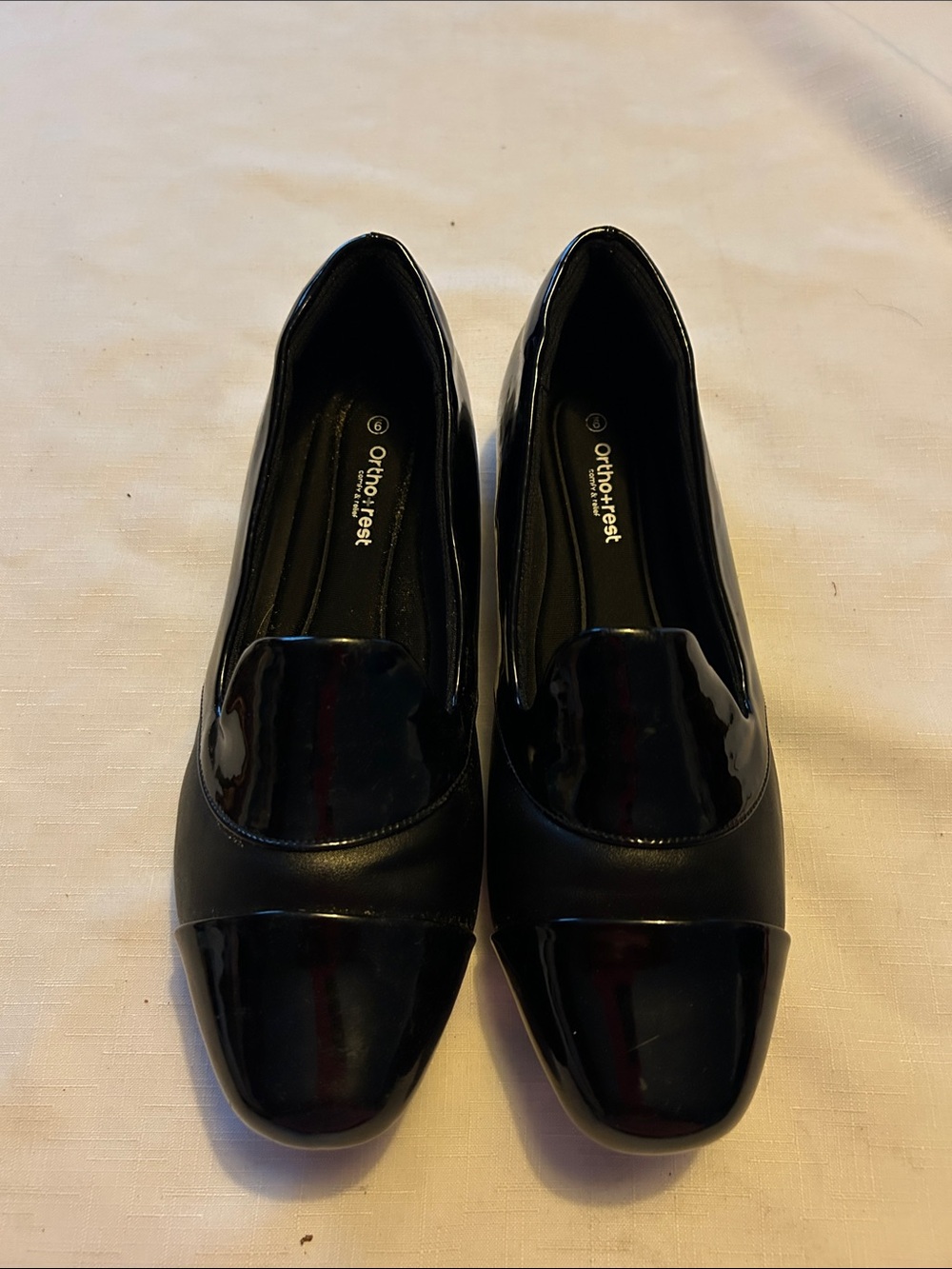 Women's Black Patent and Leather Slip-On Loafers